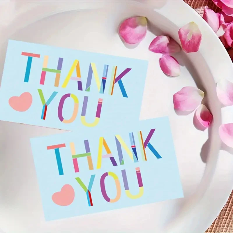50pcs Thank You Cards Commercial Decorative Label Card Gift Packaging Thank You Card For Your Supporting Message Card