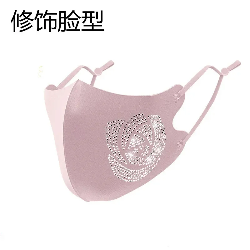 Black fashion adjustable mask windproof dustproof sunscreen washable new three-dimensional hot drill with drill mask for women