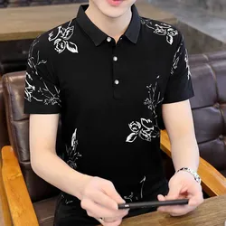 Fashion Lapel All-match Printed Short Sleeve Polo Shirts Men's Clothing 2024 Summer New Loose Casual Tops Korean Tee Shirt