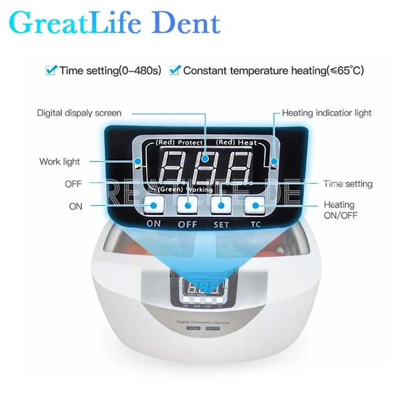 GreatLife Dent Digital Tooth Jewelry Watches Dental 2.5L Ultrasonic Glasses Cleaner Jewelry Cleaner Ultrasonic Cleaner Machine