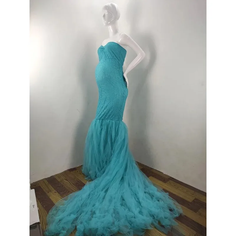 الأمومة قصيرة الأكمام ثوب الأمومة الدانتيل فستان ماكسي ملابس حريمي الحوامل التصوير فساتين الحمل لالتقاط الصور