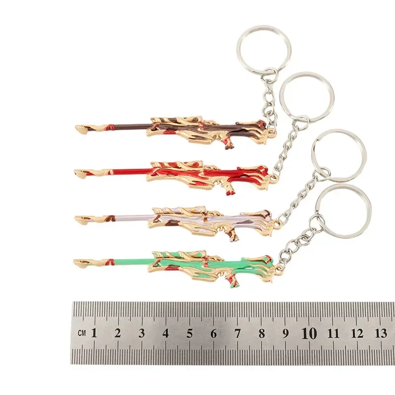 9 سنتيمتر Valorant المشاجرة ريفر سلاح نموذج المفاتيح للرجال مشغل الإمبراطوري الجلد حلقة رئيسية معدنية المشجعين سيارة حقيبة الديكور مجوهرات #6