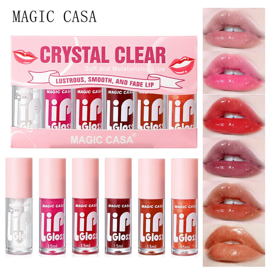 6 unids/set hidratante aceite de labios de gelatina lápiz labial hidratante de larga duración suave brillante labio hidratante líquido brillo de labios bálsamo