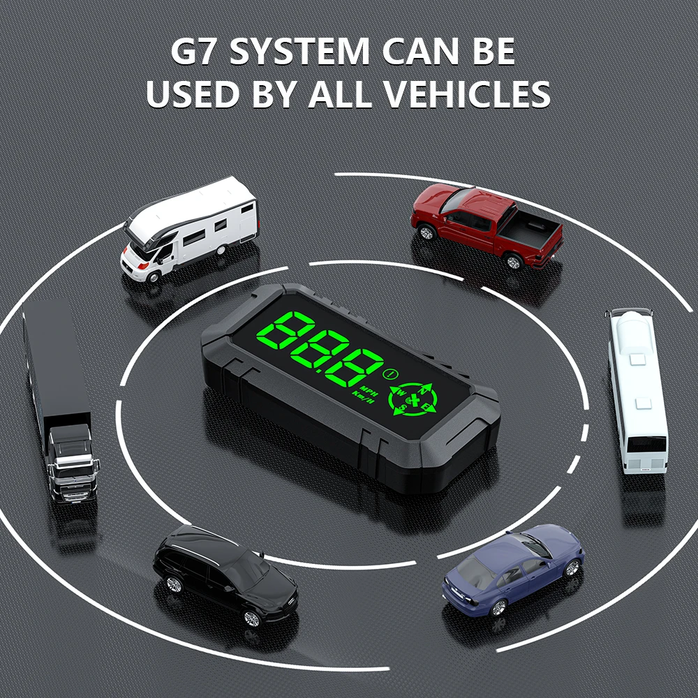 G7 Digital tachimetro Car Head Up Display GPS HUD Big Font Plug and Play Over Speed Alarm Meter accessori Auto per tutte le Auto