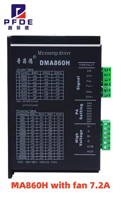 English MA860H DSP Digital 57/86 Stepper Motor Driver AC18V-80V/DC24V-110V Input Stepper Motor Controller With Fan 400-51