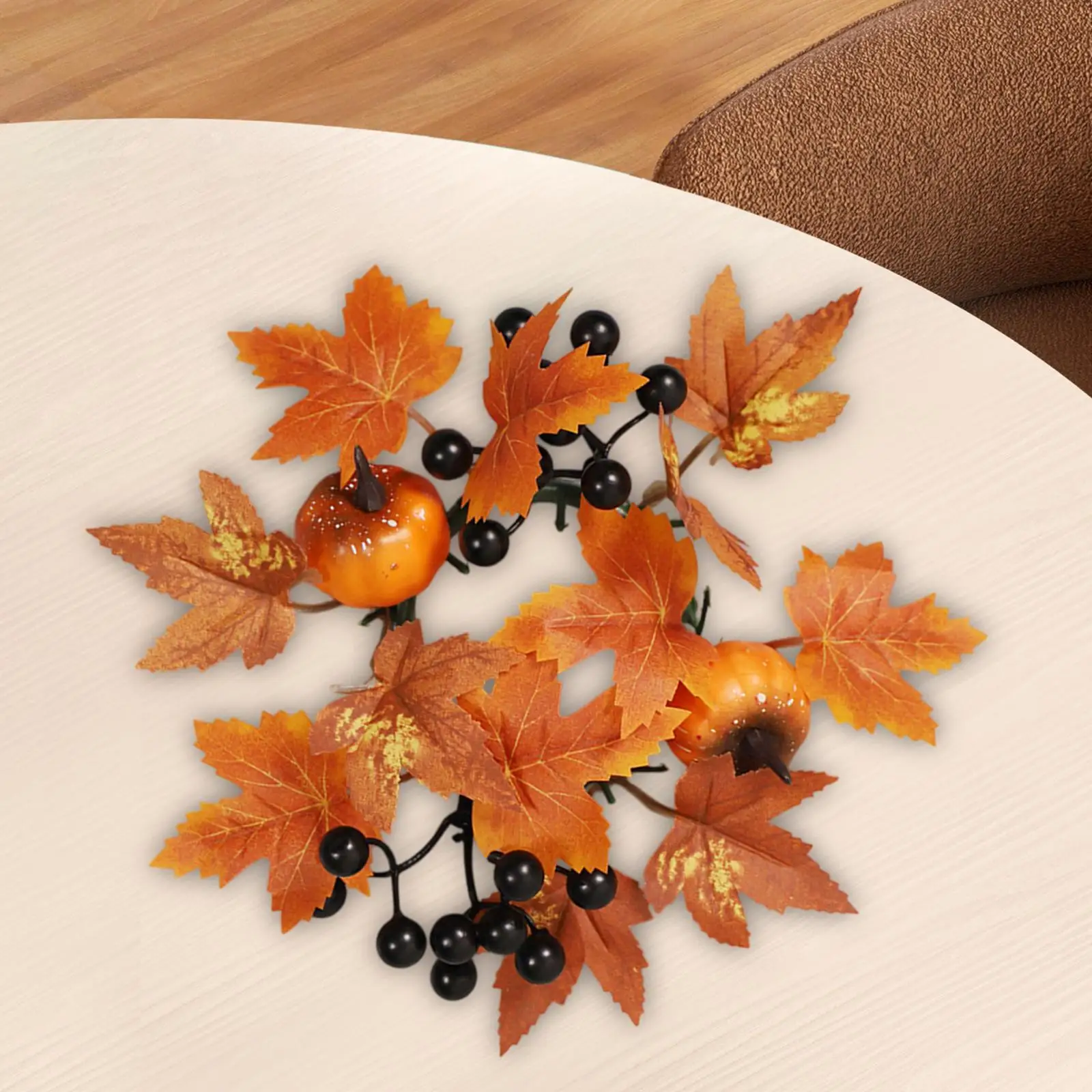 Thanksgiving Candle Ring Candle Wreath Rustic Tabletop Ornament for Fall Dining