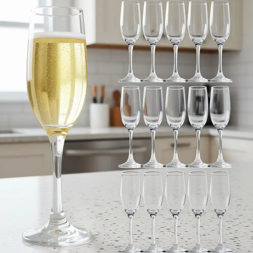 

Champagne Glasses Set of 16, Long Stem Glass, 6 oz, Clear