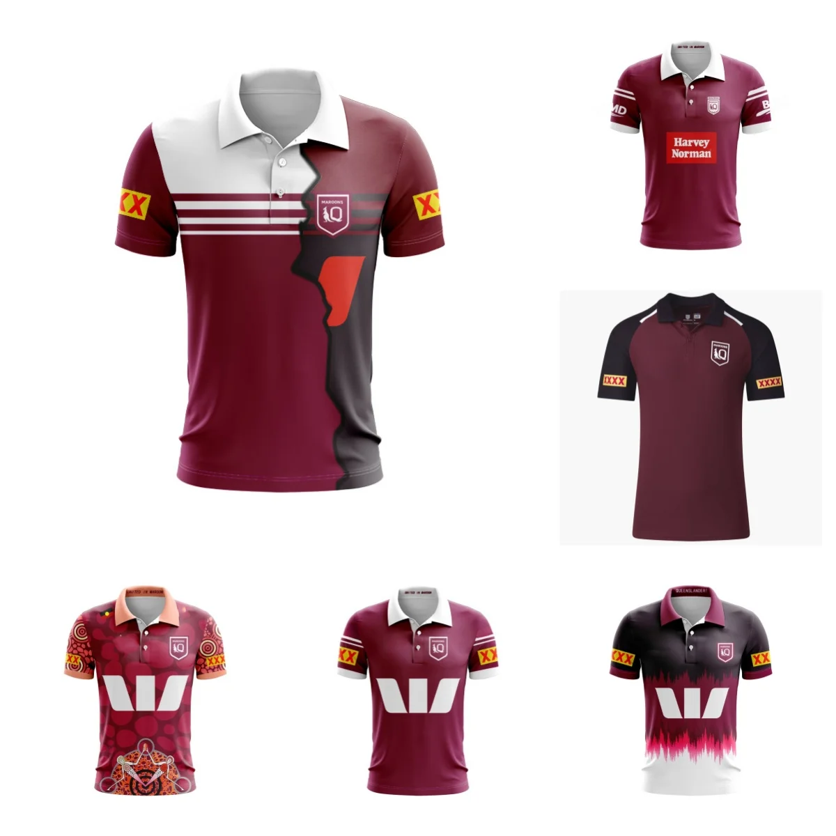 POLO QLD Maroons away rugby jersey(Custom name and number )