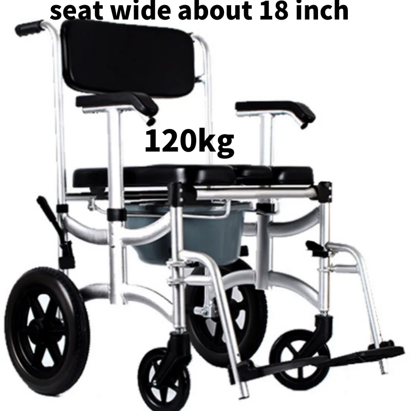 Aluminum Alloy Manual Wheelchair Portable Folding Toilet Chair for Elderly Travel Lightweight Scooter Alternative for Walking