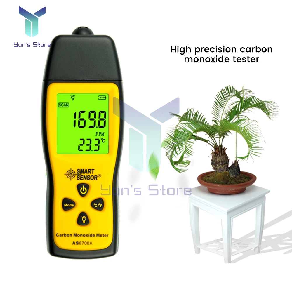 AS8700A Smart Detector Handheld Carbon Monoxide Meter with High Precision CO Gas Tester Monitor Detector Gauge Sound Alarm