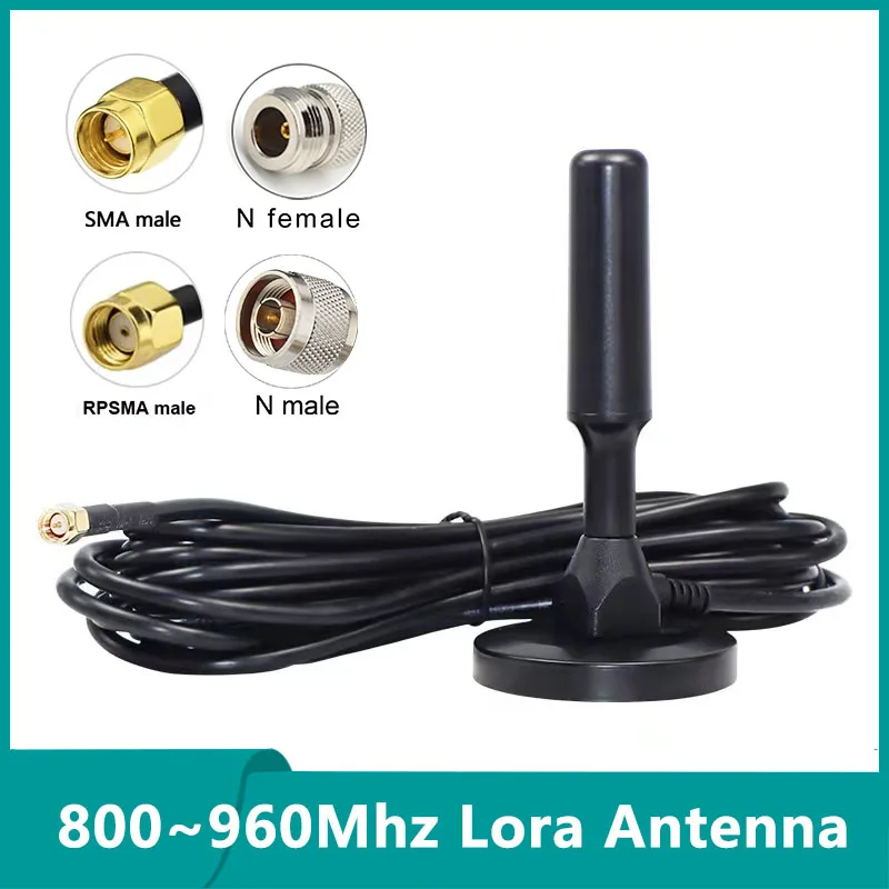 

1PCS Omni Lora 868MHz 915MHz 800~960Mhz GSM 3G Antenna High Gain 35dbi Pure Copper Rod Big Magnetic Base Aerial SMA N BNC TNC