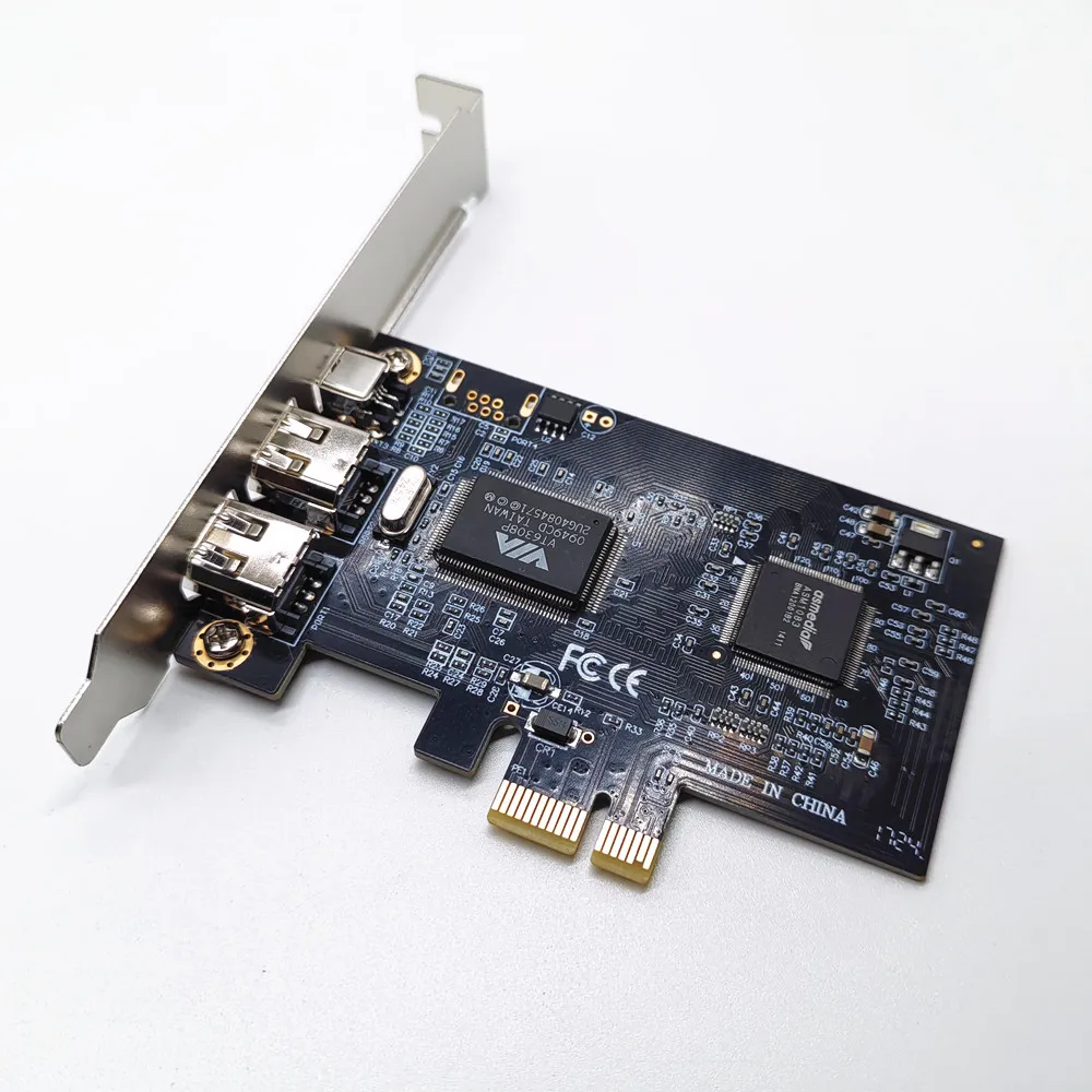 PCIe 3 Ports 1394A Firewire Expansion Card PCI Express to IEEE 1394 Adapter Controller 2 x 6 Pin And 1 x 4 Pin For Desktop PC