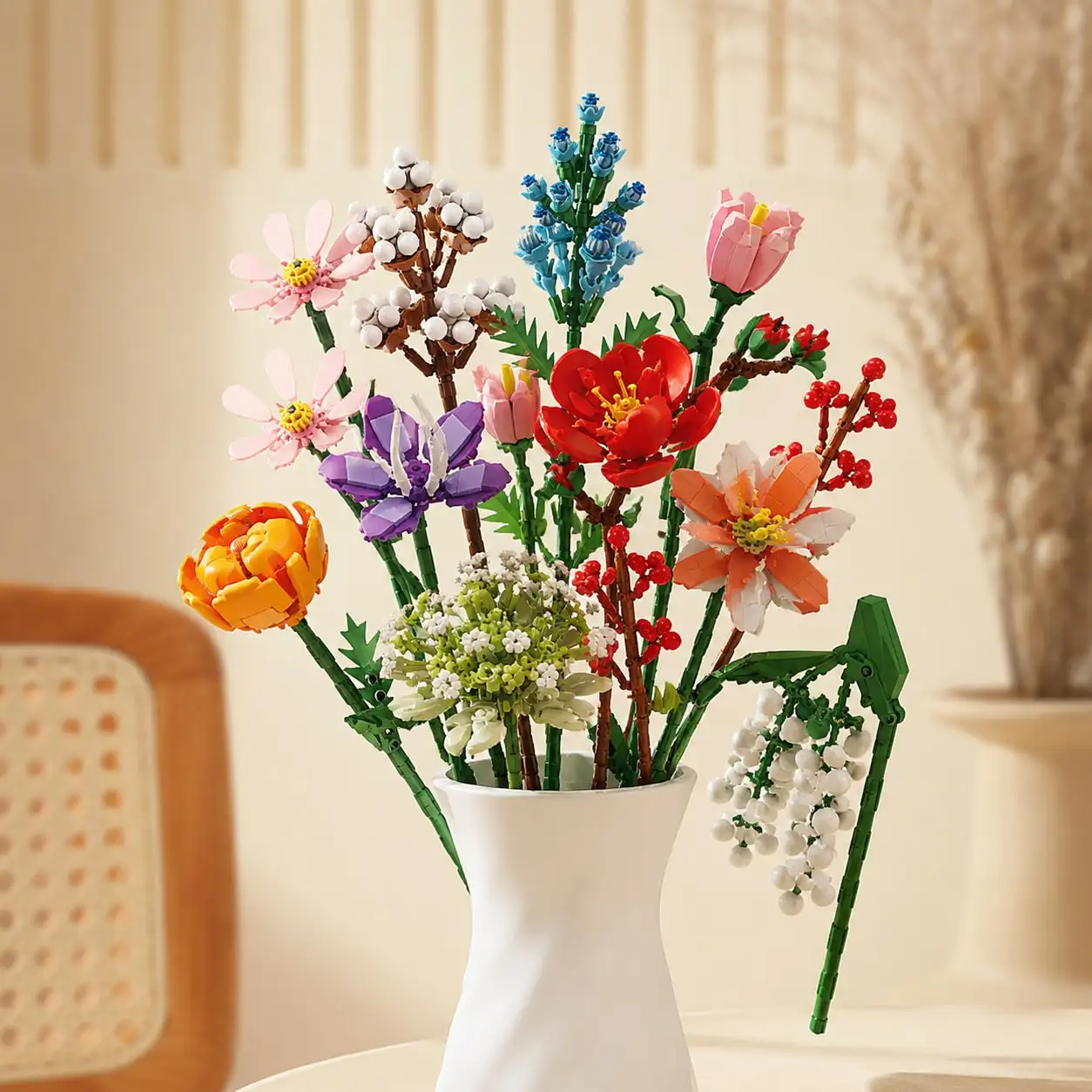 12 Colorful Flower Branch Building Blocks Set, Suitable for Combination and Matching. |   Christmas Gifts, Thanksgiving Surprises, Birthday Presents. Creative DIY Models, Gifts for Friends, Boyfriends and Girlfriends, Valentine's Day Gifts, Mother's Day Gifts, Suitable for Birthdays, Halloween, Thanksgiving, Christmas.