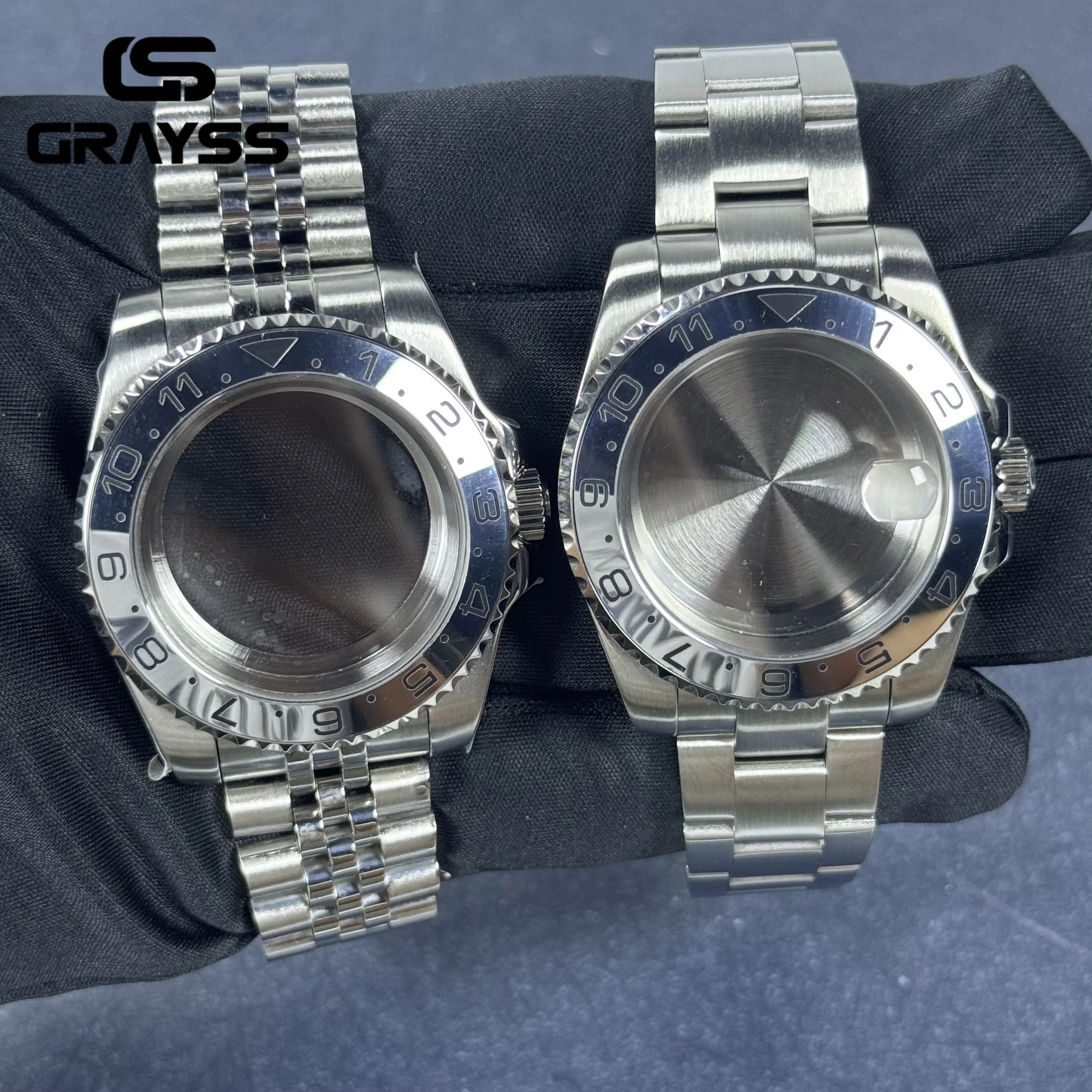 40 mm Stahllünette Jubilee/Oyster Band für Sub Diver Uhrengehäuse Mod NH35 NH36 NH70 NH72 4r35 4r36 20ATM Saphirglas