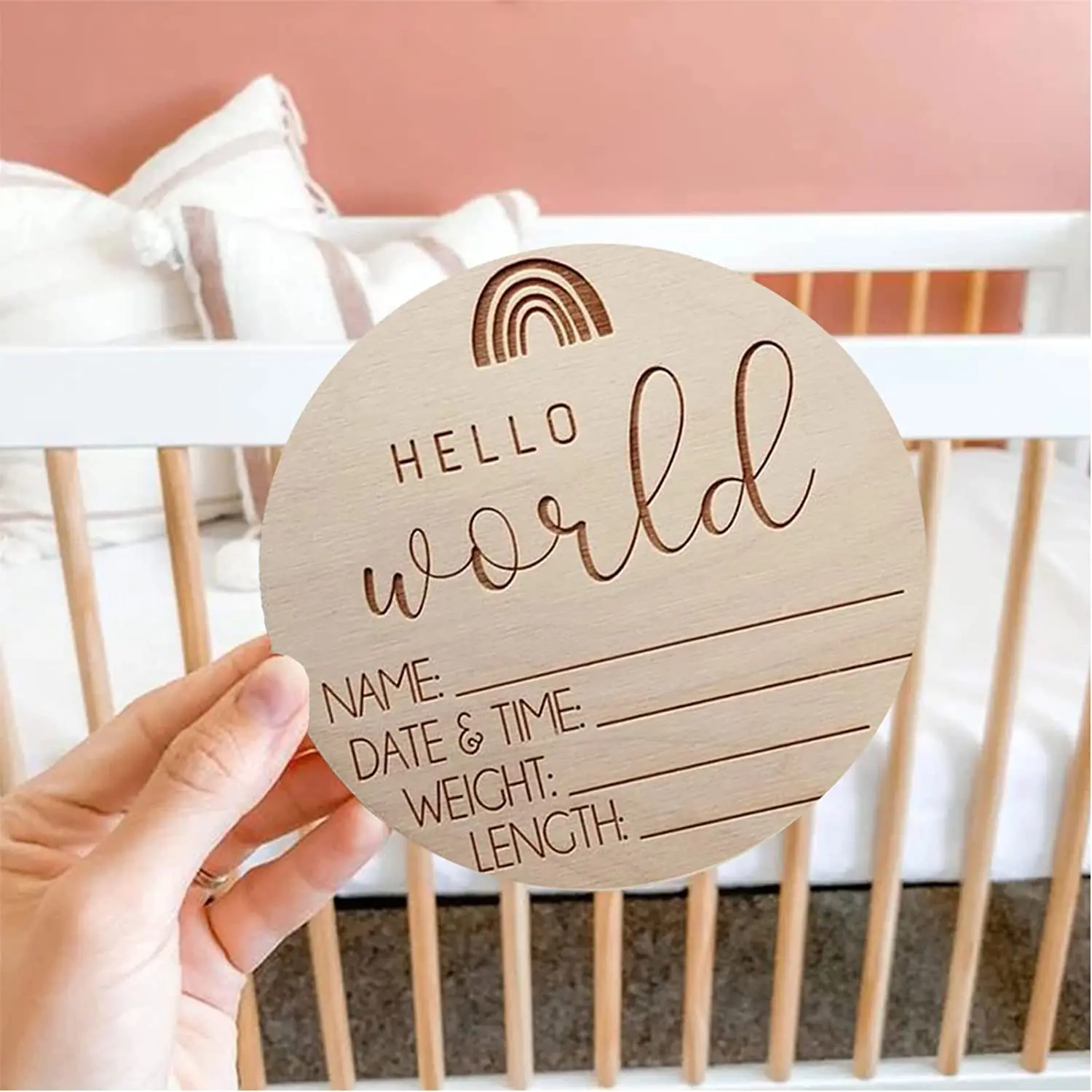 20pcs Baby Announcement Birth Sign, Hello World Newborn Baby Sign Board for Nursery Hospital