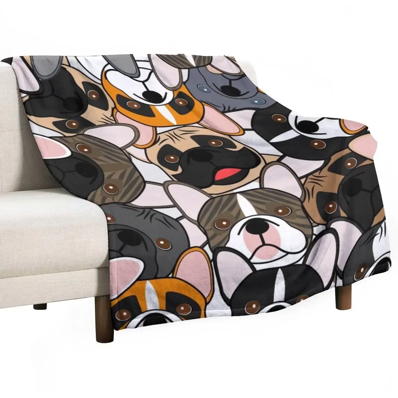 Frenchie Squad Throw Blanket manga Bed Blankets