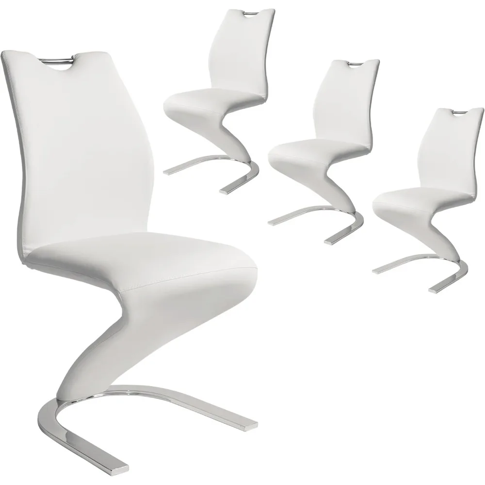 مجموعة كراسي تناول الطعام حورية البحر مكونة من 4 كراسي جانبية منجدة حديثة بدون ذراع للمطبخ وغرفة الطعام ومقعد وسادة من جلد البولي يوريثان قوي