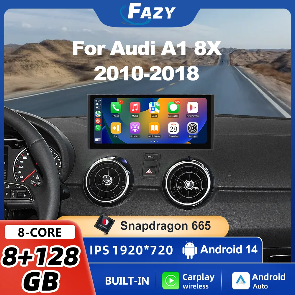 

Qualcomm 665 Android14 CarPlay For Audi A1 8X 2010-2018 Car accessories Auto Radio GPS Monitor Multimedia Stereo Receiver Navi