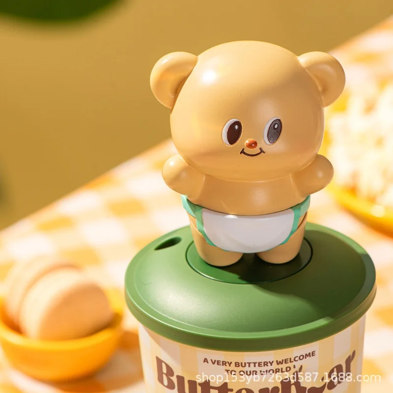 Butter bear modeling cup dancing Butter bear doll doll cup cute water cup plastic straw cups christmas gifts