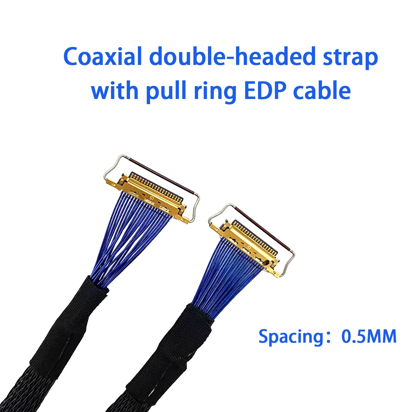 I-PEX20453-20P High-Speed Ultra-Thin Coaxial Cable, Dual-Headed with Pull Rings, EDP Screen Cable, 0.5MM Pitch