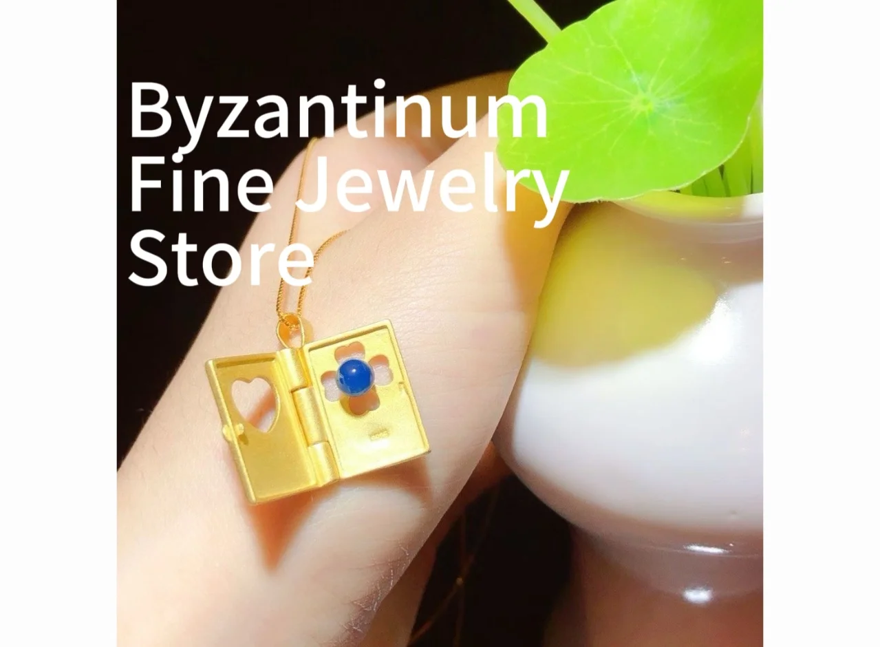 Certificated 925 Silver Set Natural Dominican Blue Amber Love Letter Necklace Openable Book Pendant Chain Necklace Jewelry Gifts
