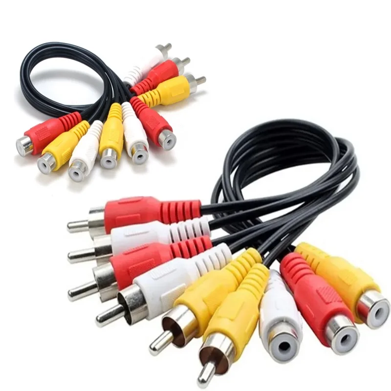 

3 RCA Male to 6 RCA Female 6 RCA Male to 3 Female Plug Splitter Audio Video AV Adapter cable for TV DVD HD-TV RCA Cable