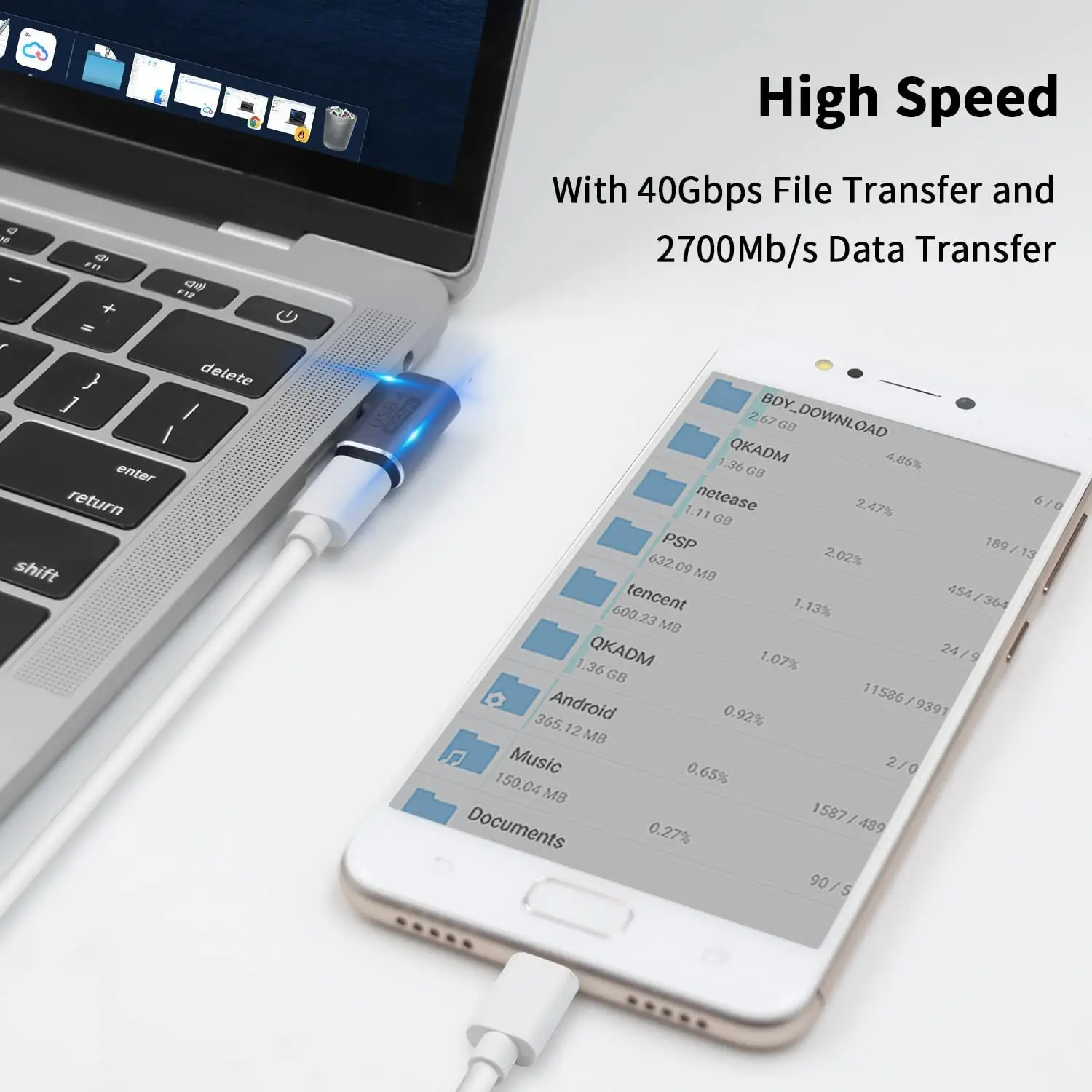 Right Angle USB Type C Adapter USB 4 Cable 40Gbps Extender 8K Video Display 100W Charging for Thunderbolt 4/3 HUB Mobile