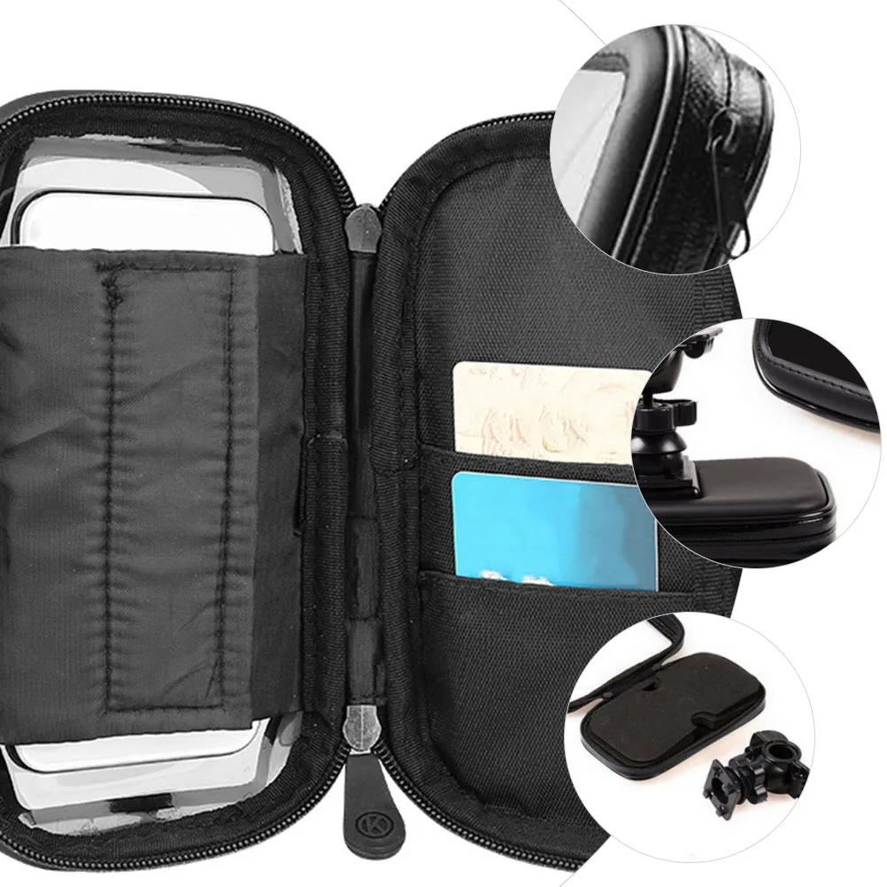 

Portable Bike Phone Bag Waterproof Dustproof Pouch with Adjustable Bracket Secure Frame Mount Daily Use Cycling Accessory