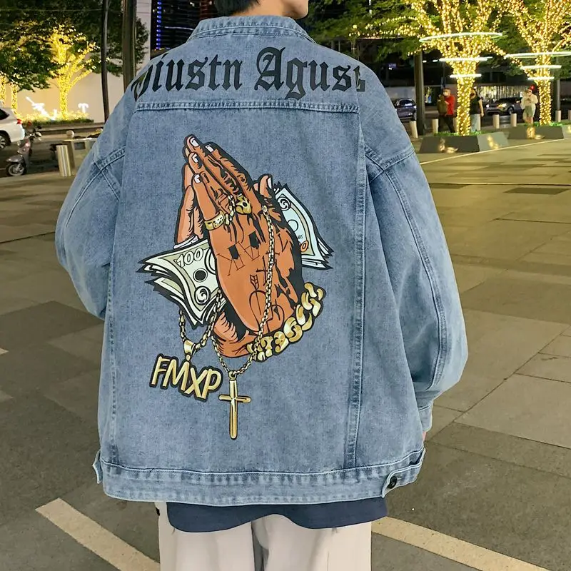 

West Coast Jean Jacket Men's Fashion Brand Europe and America High Street Hiphop Fried Street Couple Jacket Spring Autumn