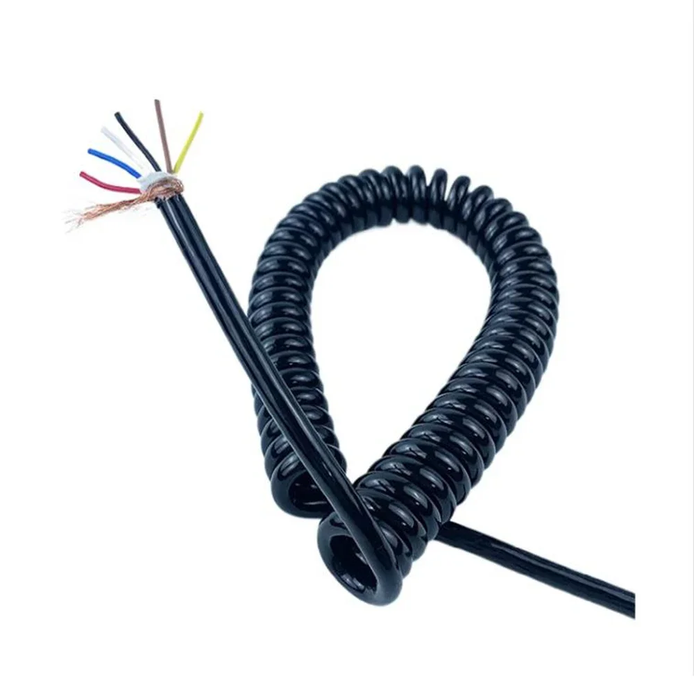 

20AWGSПружинный провод 6-жильный экранированный спиральный провод Сердечник из чистой меди ПУ Мощный телескопический провод на растяжение и маслостойкий