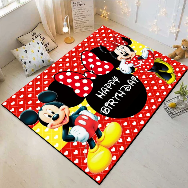 Disney Mickey Mouse Kids Happy Birthday Rug Large Area Carpet for Living Room Bedroom Sofa Kitchen Doormat Decor Child Floor Mat