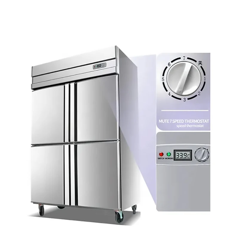 Réfrigérateur-Congélateur Commercial Grande Capacité 2, 4 ou 6 Portes, Double Température, Vertical, avec Compartiment Crisper