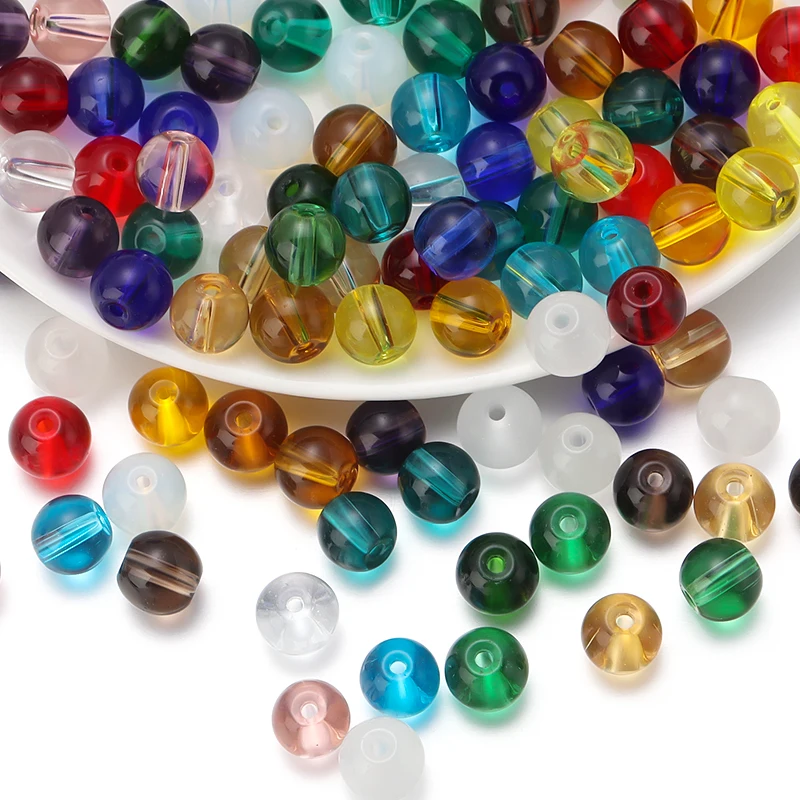 50 Stücke Runde Glasperlen Bunte Transparente Glänzende Lose Perlen Für Schmuck Machen DIY Handwerk Halskette Armband Erkenntnisse Wholesa