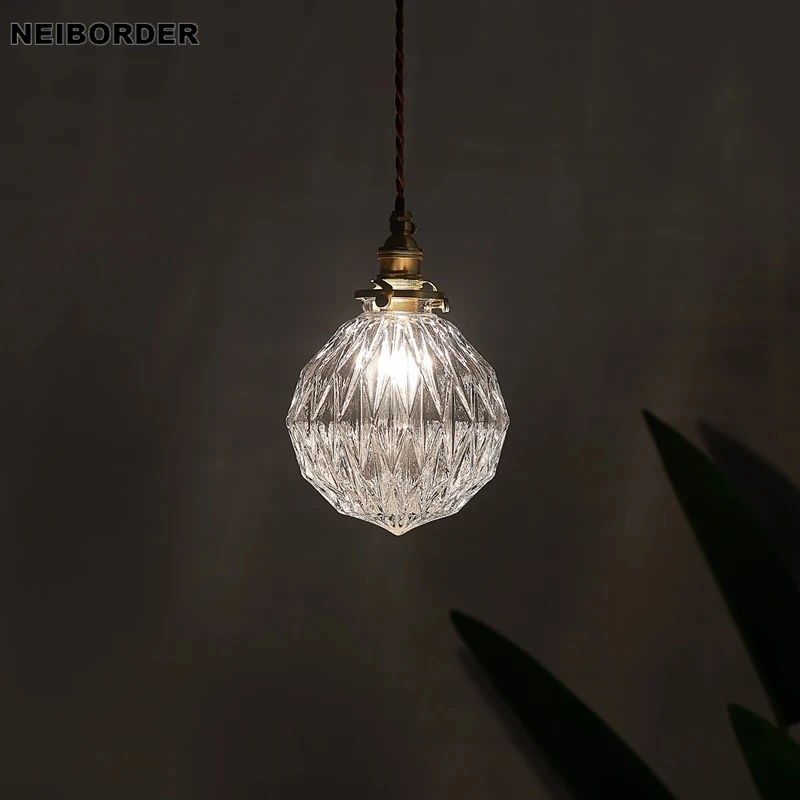New Retro Brass Home Chandelier Simplicity Cafe Glass Shade Small Pendant Lamp For Restaurant Dining Living Room Fixture