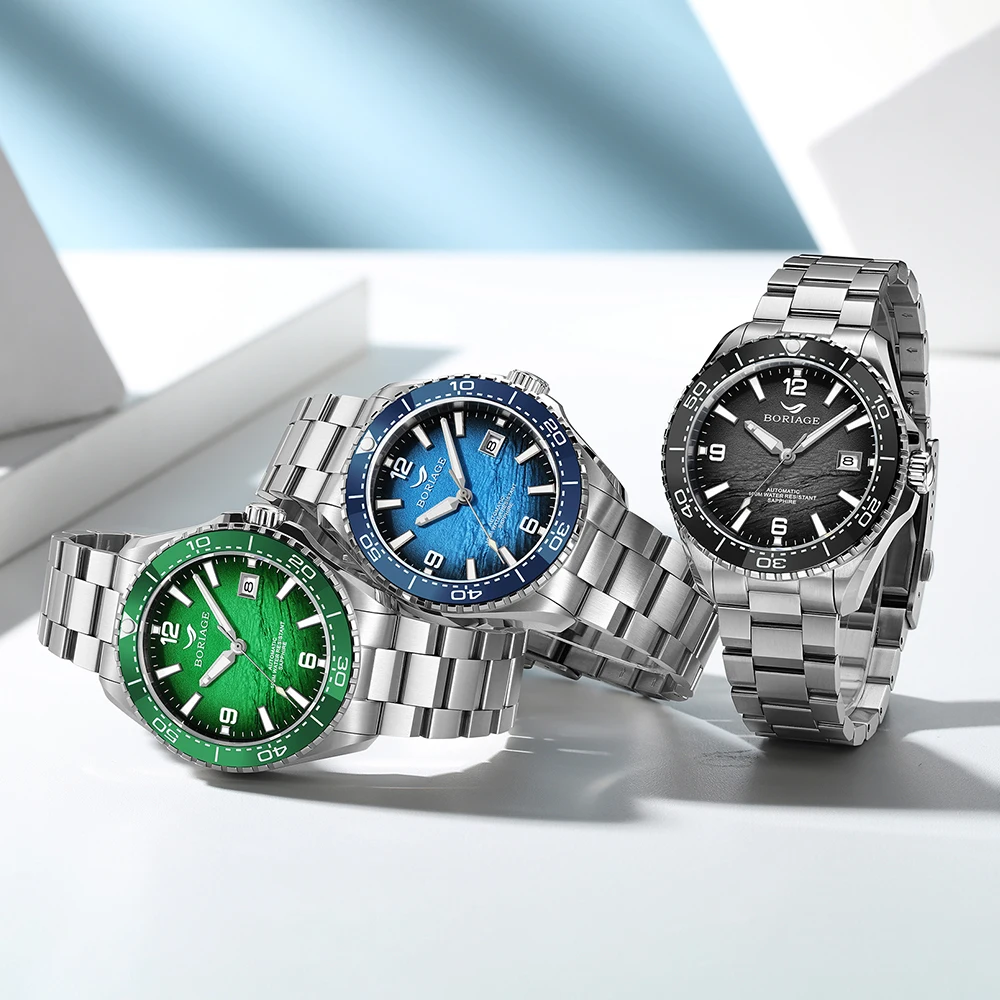 BORIAGE NH35 Automatic Mechanical Watches Luxury Men's Watch Stainless Steel 100m Water Resistance  Luminous Wristwatch