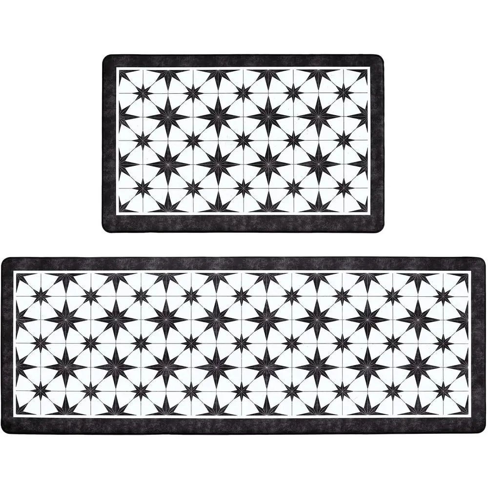 Kitchen Rugs Set of 2, Anti-atigue, 17.3x27.6+17.3x47.2 | Waterproo Cushioned Rug, Non Slip Memory Foam Standing Mat for Sink, S