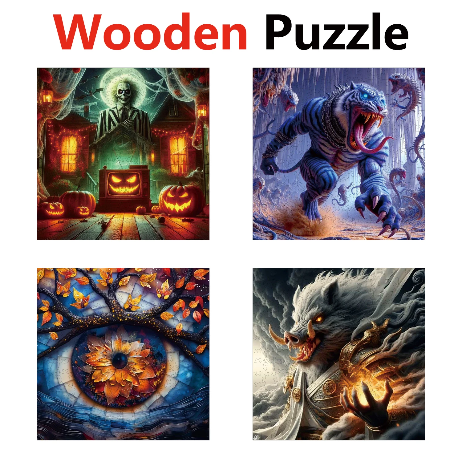 

Ghost Monster Eyes Wild Boar Animal Puzzles High Quality Jigsaw Puzzle Wooden Puzzle Best Christmas Gift