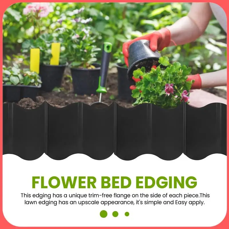 

A76I-Garden Lawn Edging - 20 Pack Landscape Border Flexible Interlocking Edging Plastic Palisade Fence DIY Decorative