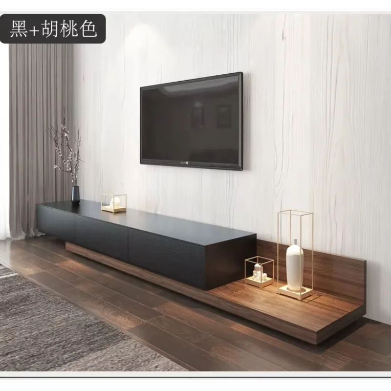 

Modern simple Nordic style TV cabinet Black walnut color retractable TV cabinet