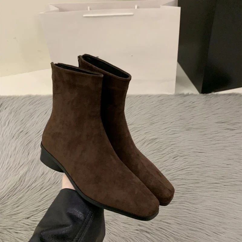 2025Wear-Resistant Sexy Comfortable Simple Short-Tube Women's Boots New Winter Fashion Square Toe Thick Heel  Fashion Boots