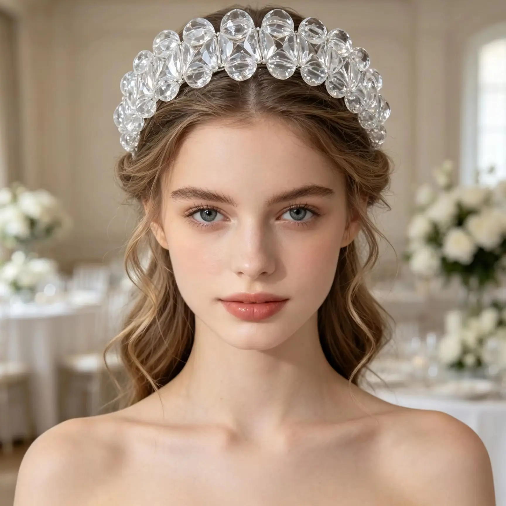 5 Pieces of Vintage Faceted Crystal Bead Headbands, Elegant Wedding Accessories for a Country Estate Lawn Wedding