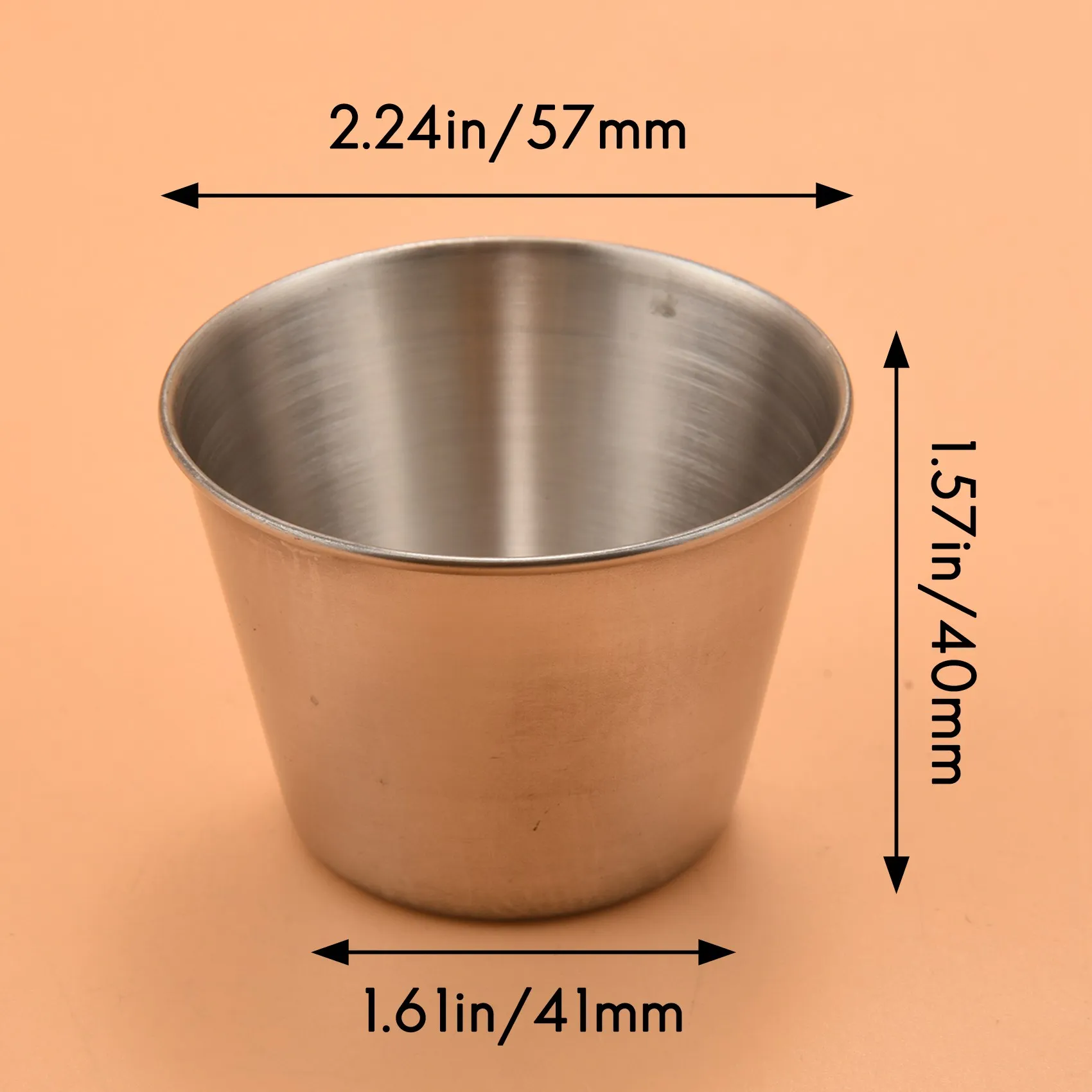 A11E-24 Pack Stainless Steel Condiment Sauce Cups,Commercial Grade Dipping Sauce Cups,Ramekin Condiment Cups Portion Cups