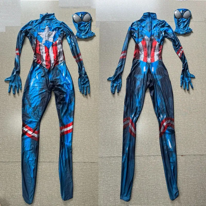 AD1 ハロウィン男性キャプテンアドバンススパイダーコスチュームスーパーヒーローコスプレ全身タイツスーツゲーム大人子供男性男の子ボディスーツパーティー Ju5@rD~