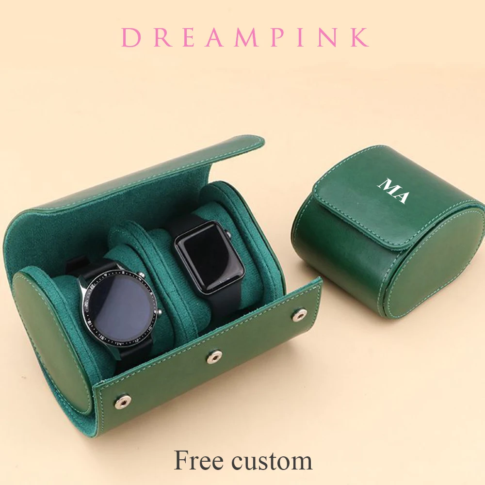 Custom Logo Watch Case Luxury PU Leather Engrave Name Men 1 2 3 Slots Organizer Watch Roll Travel Gift Women Display Watch Box