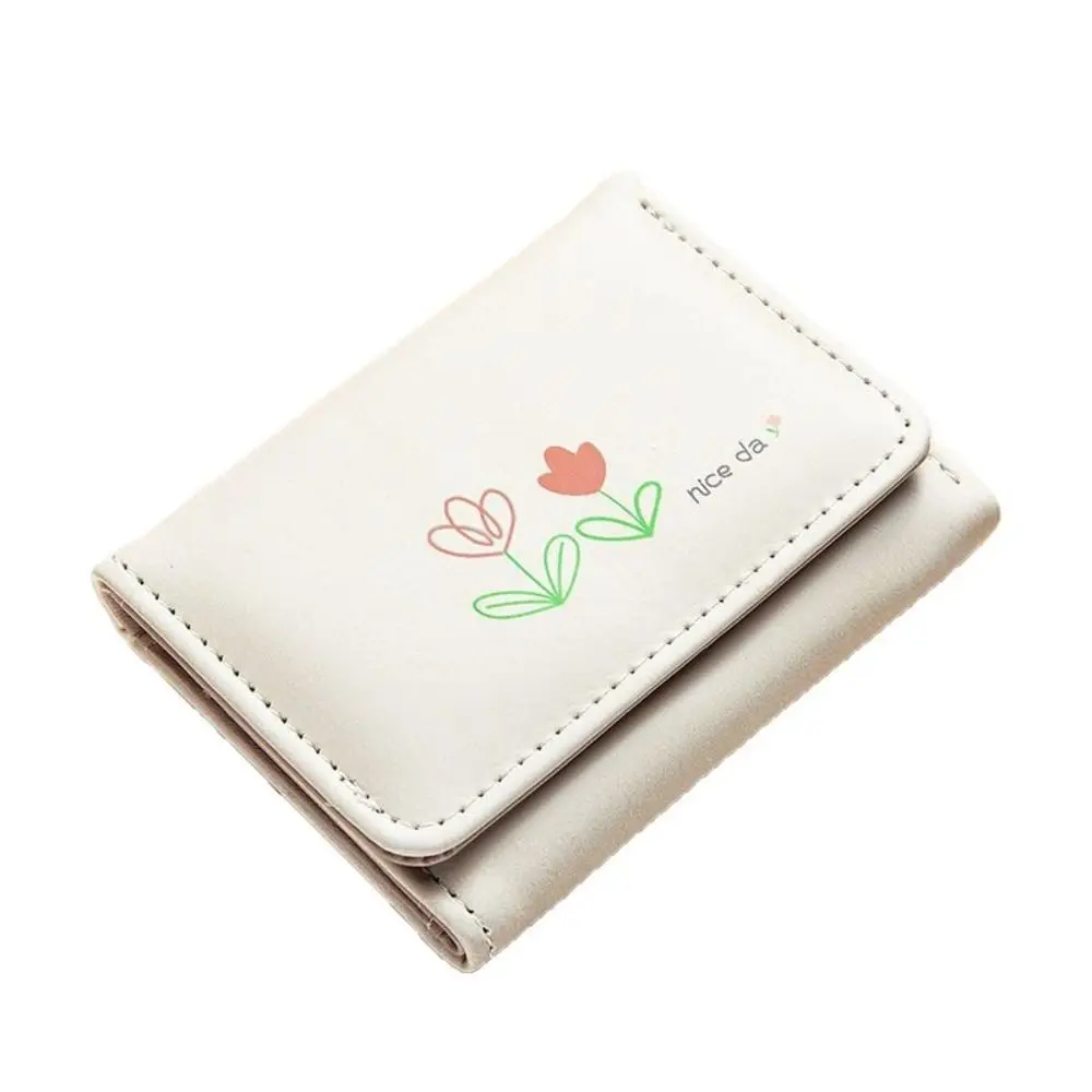 Portable Multi-card Slot Tulip Coin Purse Exquisite Compact Trifold Wallet Simple Style Cute Card Holders Bag Casual