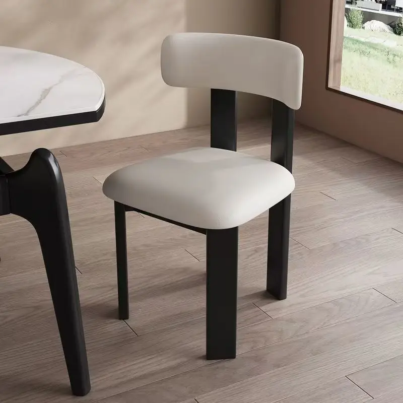 @#Light Luxury French Design Minimalist Luxury Restaurant Leather Living Room Back Chairs