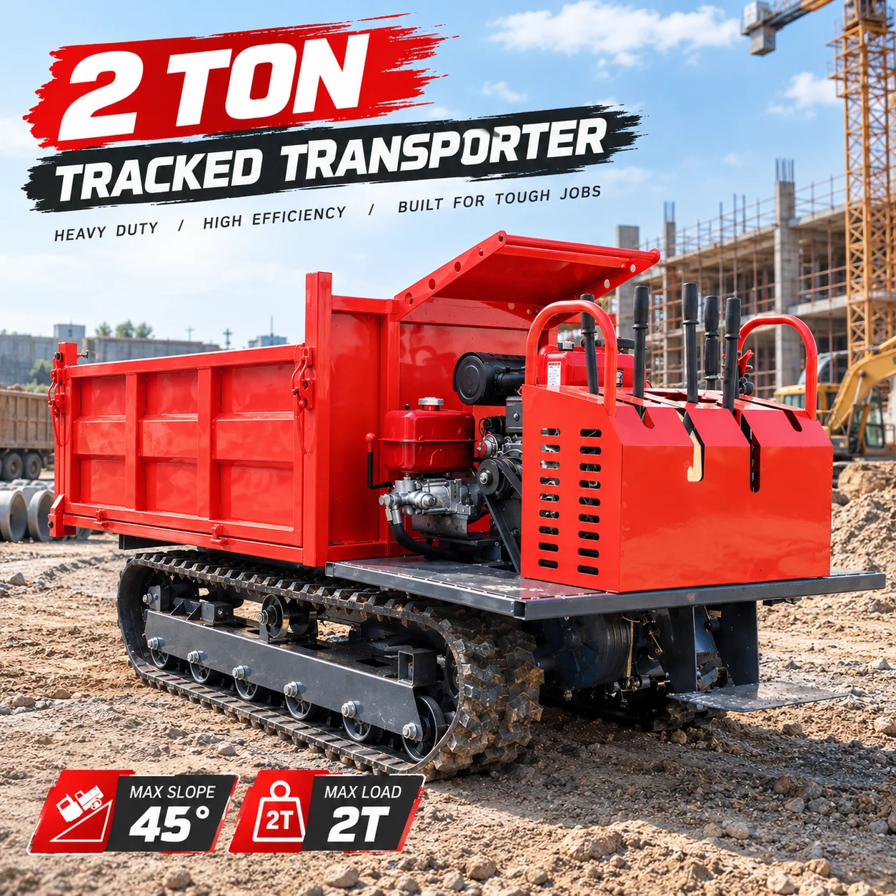 Customized Heavy Duty 1.5 Ton Crawler Transporter Tracked Dumper Self Dumping Hydraulic Unloading All Terrain Machine CE EPA