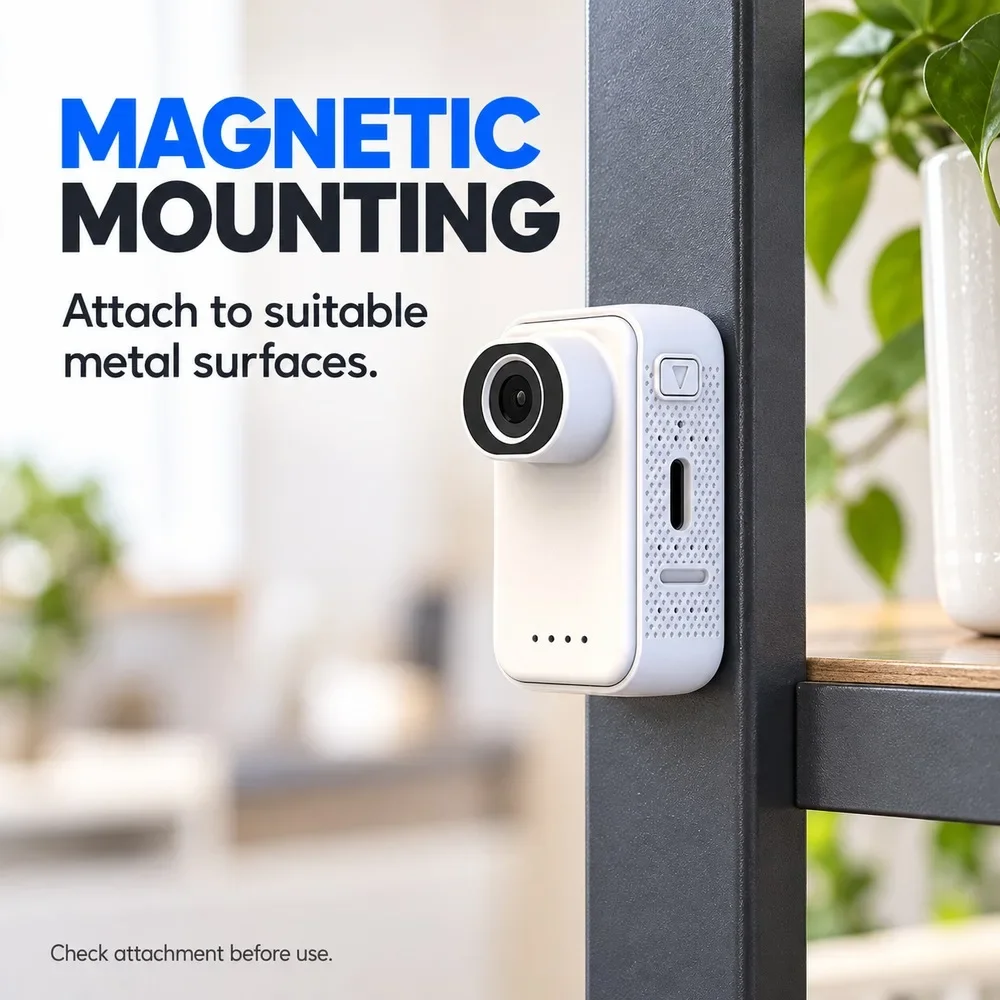 Mini 2K Sports Camera Magnetic Portable Thumb Size Video Recorder with USB C Connection for Cycling Hiking Travel and Daily Vlog