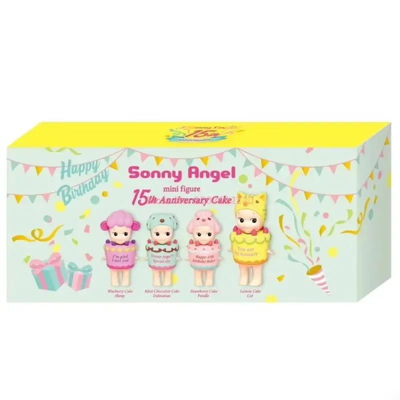 Hot Echte Sonny Angel 15e Verjaardag Cake Serie Blind Dozen Leuke Hoge Kwaliteit Handgemaakte Desktop Mini Model Verjaardag Kid Gift