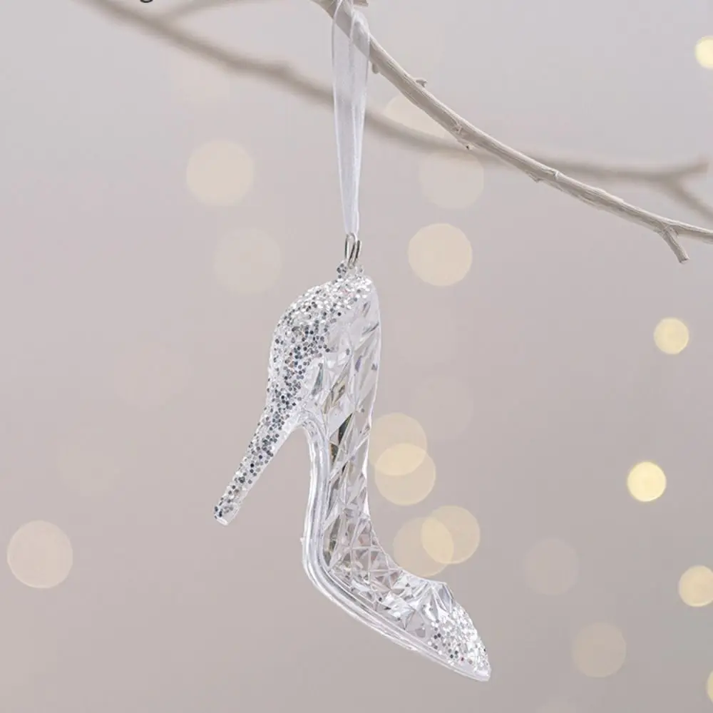 2pcs Acrylic Crystal Christmas Tree Pendant Angel/Dancing Girl Clear Xmas Tree Hanging Ornaments Stereoscopic DIY